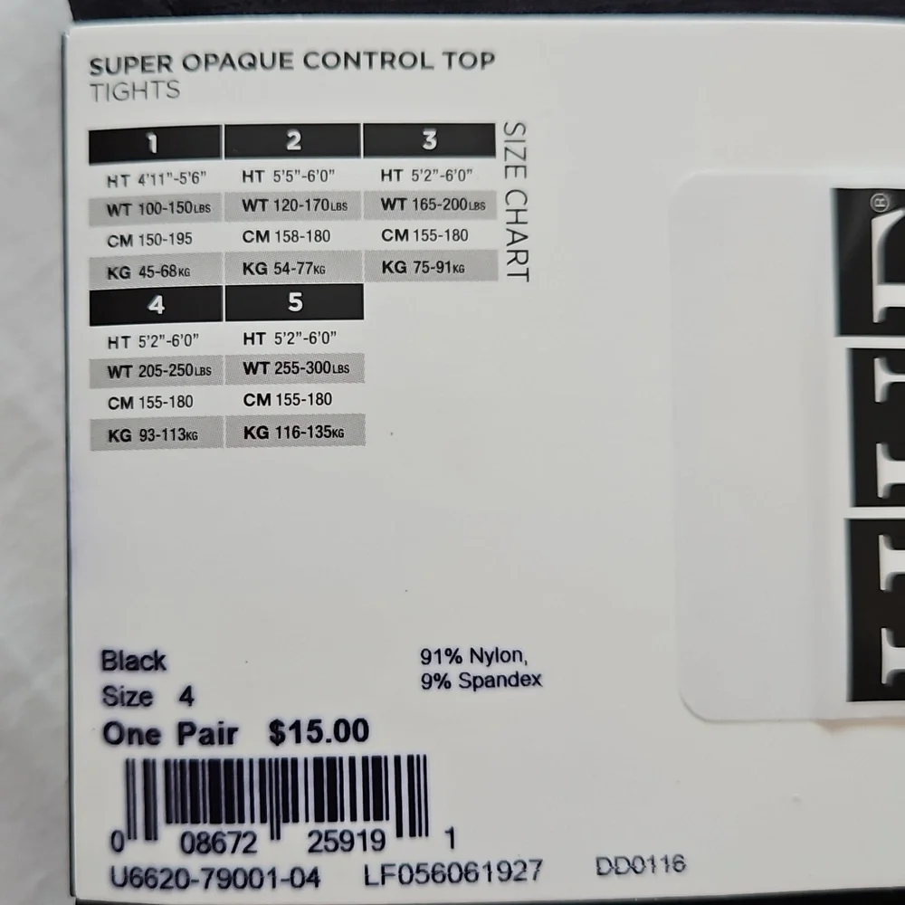🆕️ HUE Super Opaque Control Top Tights Size 4